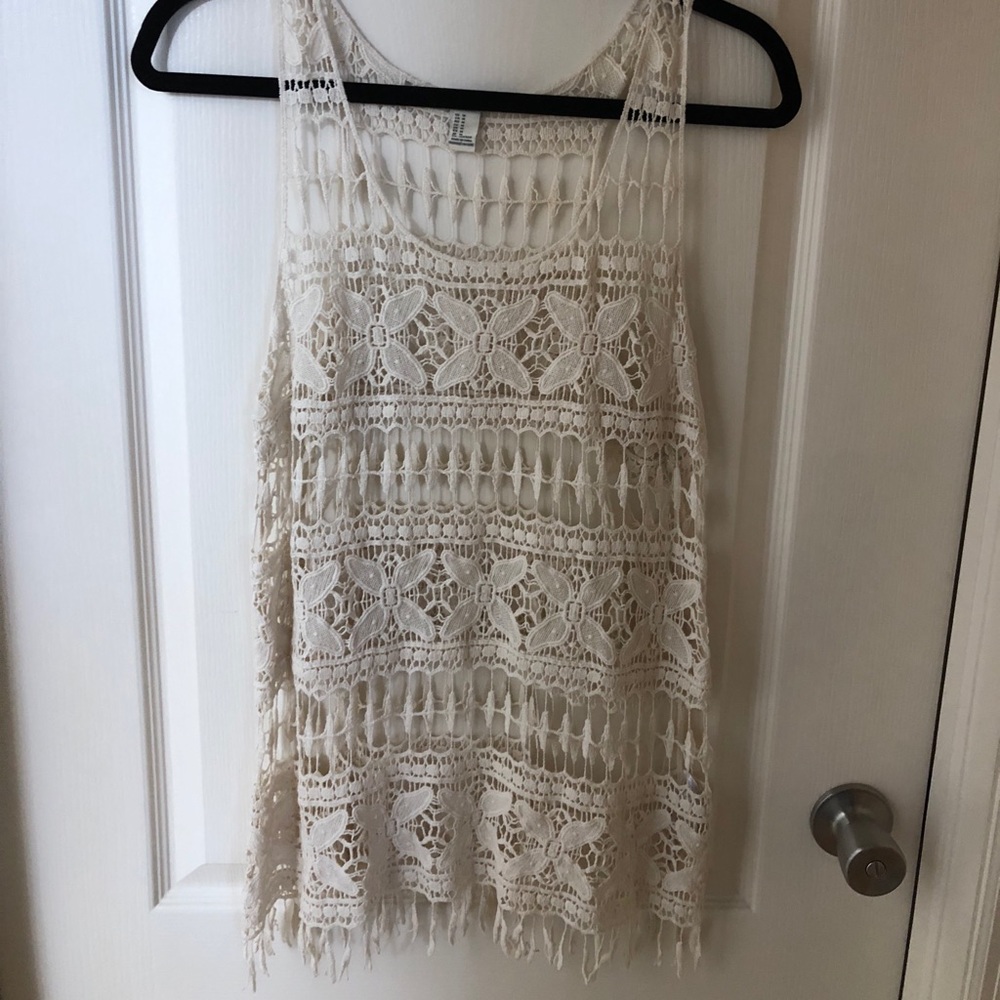 Cream bathing suit cover up